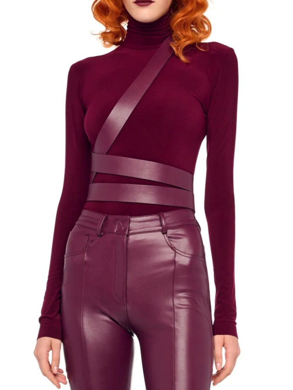 Norma Kamali Plum Slim Fit  Long Sleeve Turtle Top, XXS